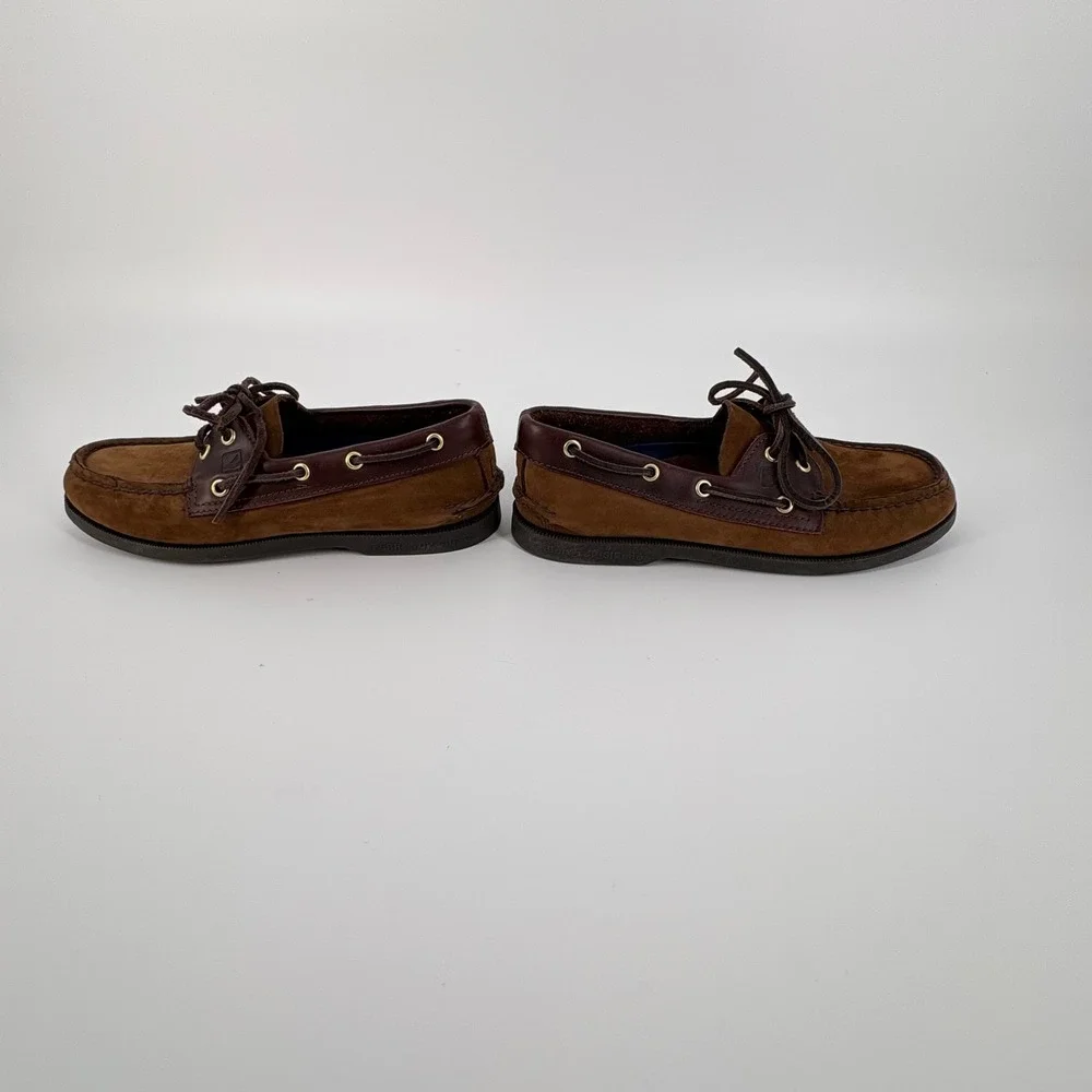 Sperry Top-Sider Boat Shoes Mens Brown Suede Leather Authentic Original Loafers